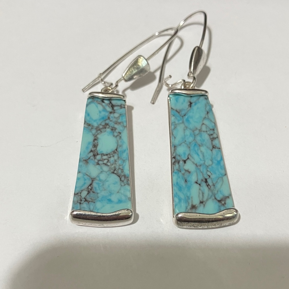 Robert Lee Morris Turquoise and Silver Drop Earrings